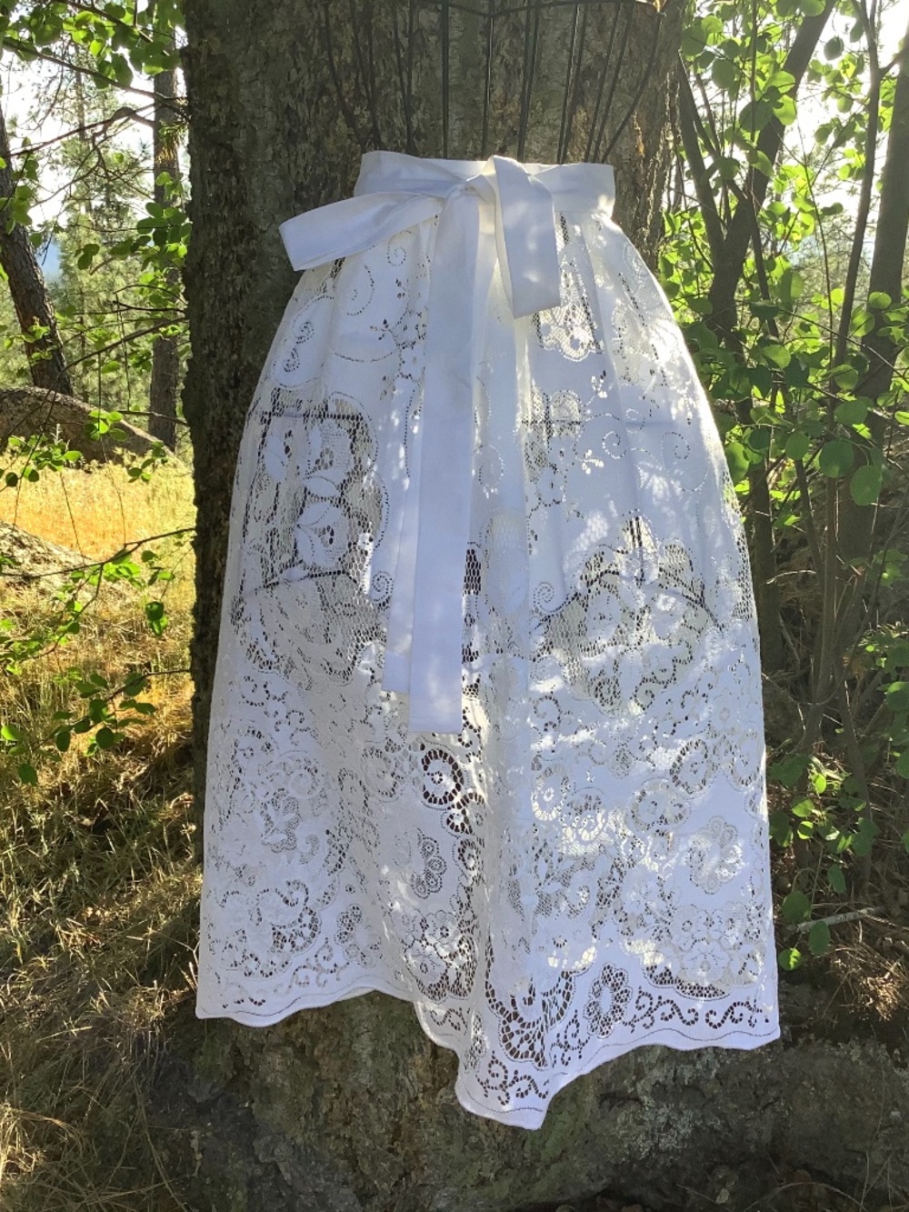 White cotton lace Apron October Christmas Fall Festival Christmas